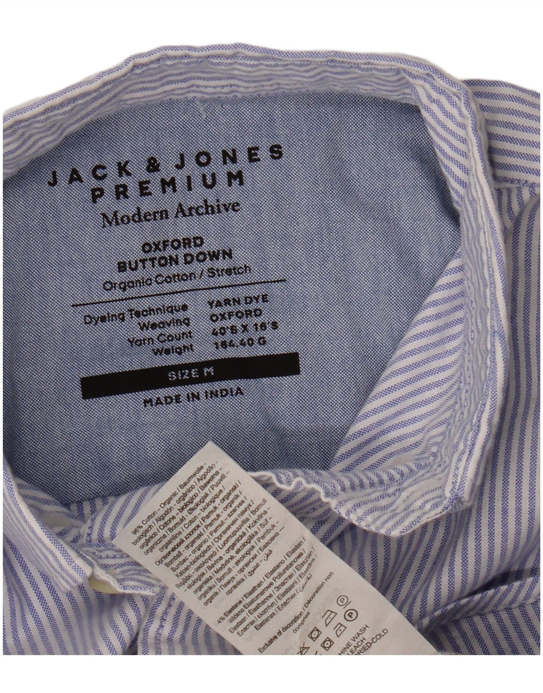 Jack & Jones herre Oxford skjorte medium blå nålestribet bomuld