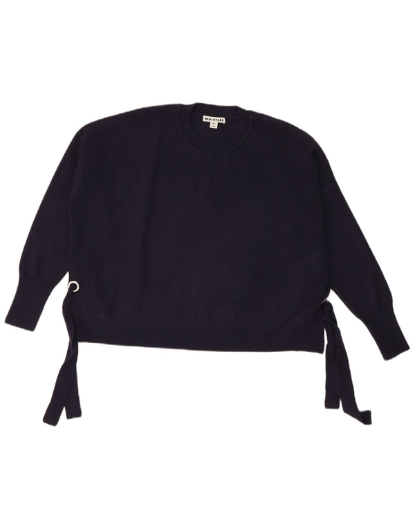 Whistles Womens Crop Crew Neck Jumper Sweater UK 10 Small Navy Blue