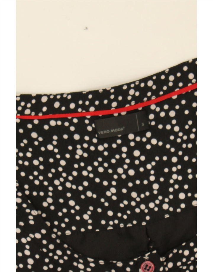 VERO MODA Womens 3/4 Sleeve Shift Dress UK 10 Small Black Polka Dot Vintage Vero Moda and Second-Hand Vero Moda from Messina Hembry 