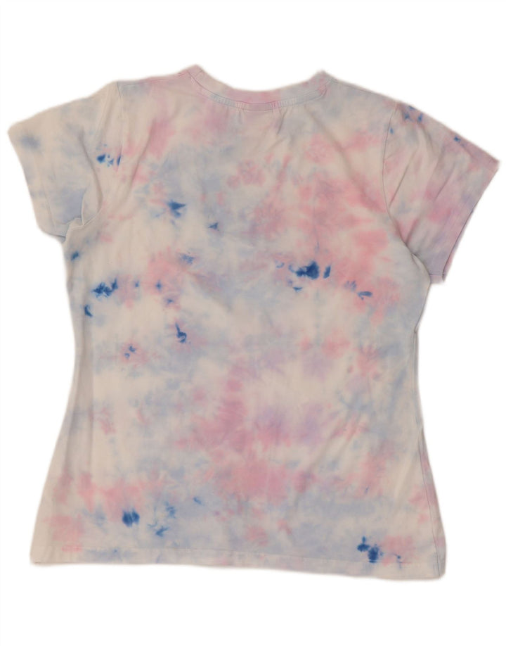 Ellesse Dame Grafisk T-Shirt Top UK 14 Stor Flerfarvet Tie Dye Bomuld