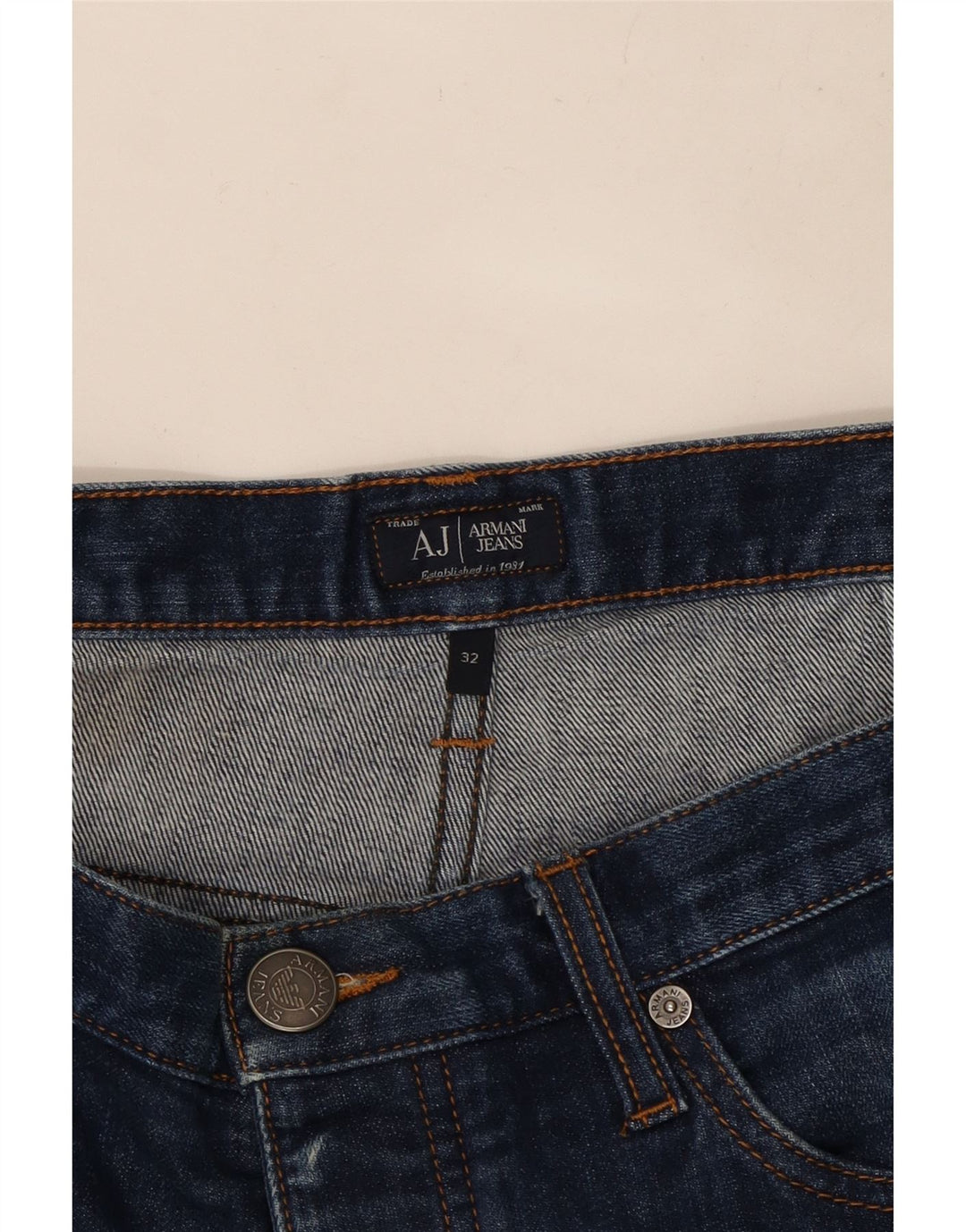 Armani Dame Regular Fit Straight Jeans W32 L31 Blå Bomuld