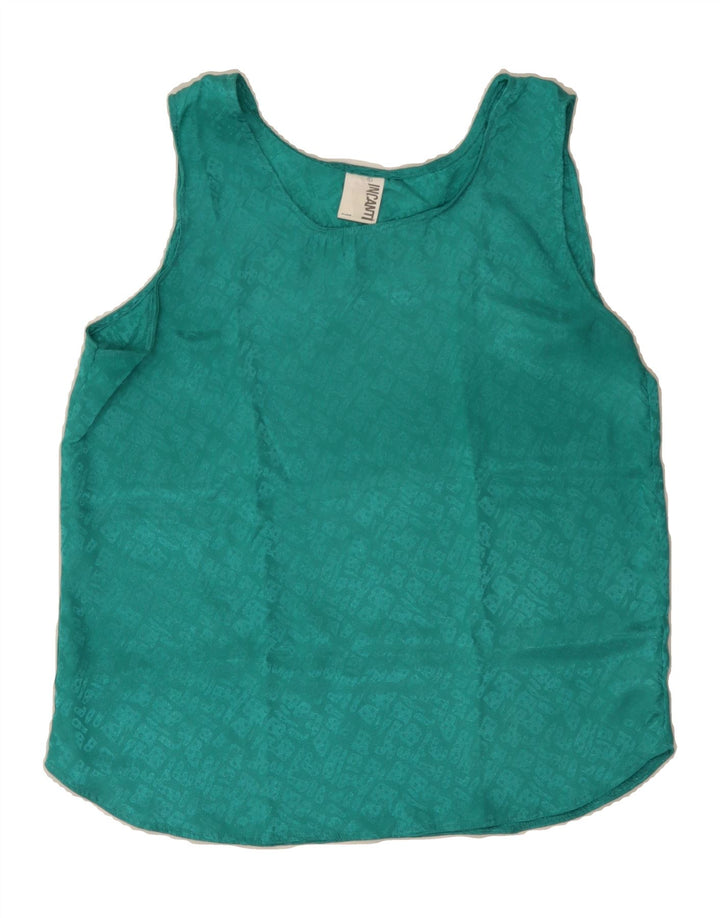 VINTAGE Womens Vest Top UK 16 Large Green Polyester Vintage Vintage and Second-Hand Vintage from Messina Hembry 