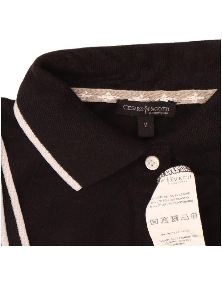 Cesare Paciotti Dame Polo Shirt UK 12 Medium Sort Bomuld