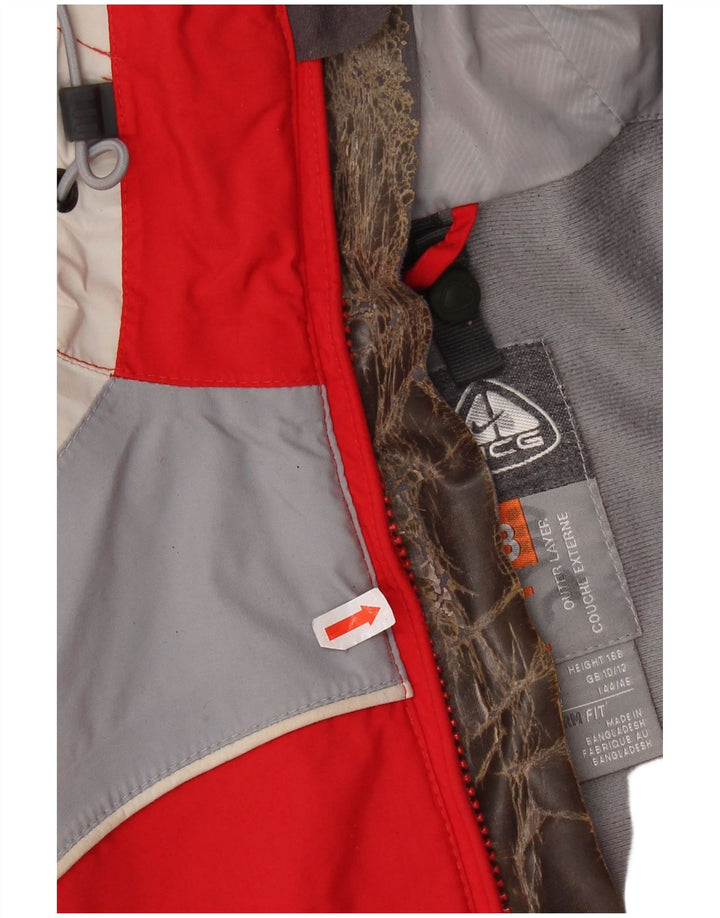 NIKE Dame Storm-Fit Windbreaker Jacket UK 14 Medium Red Colourblock