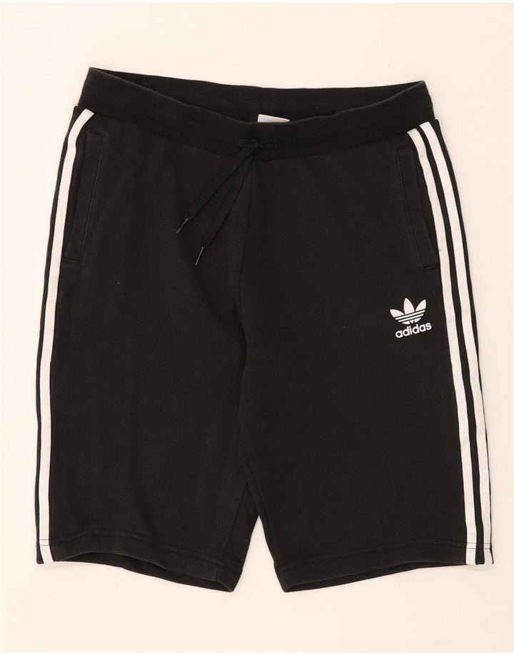 ADIDAS Womens Sport Shorts UK 12 Medium  Black Cotton