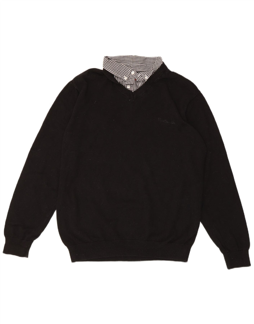 PIERRE CARDIN Dame V-hals sweater UK 18 XL Sort ternet bomuld