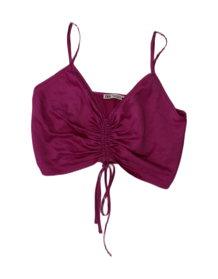 Zara Dame Crop Top Lille Lilla Polyester