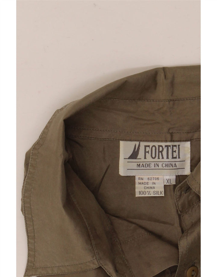VINTAGE herreskjorte XL brun silke
