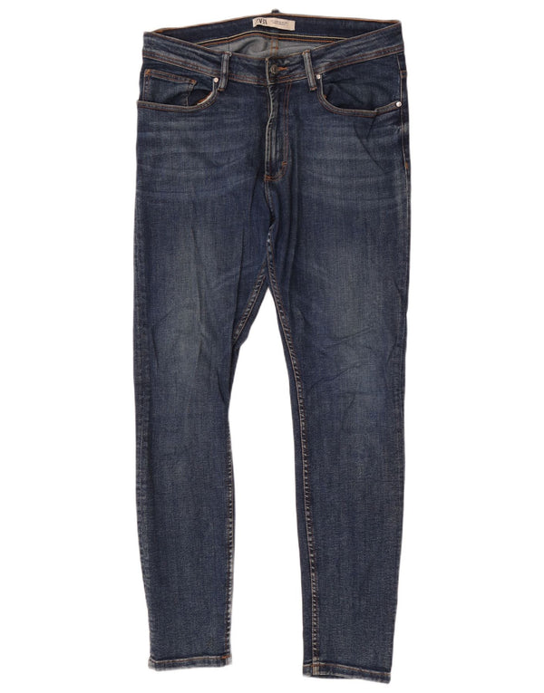 Zara Herre Skinny Jeans EU 42 Large W32 L31 Blå Bomuld