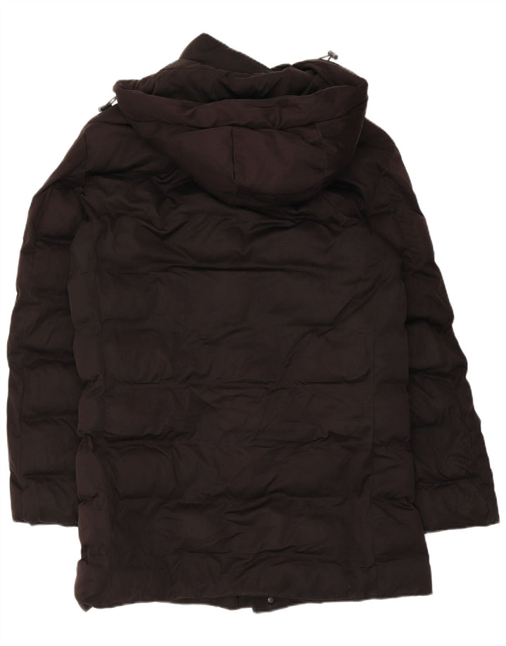 Zara Herre hættepolstret jakke UK 36 Lille sort polyester