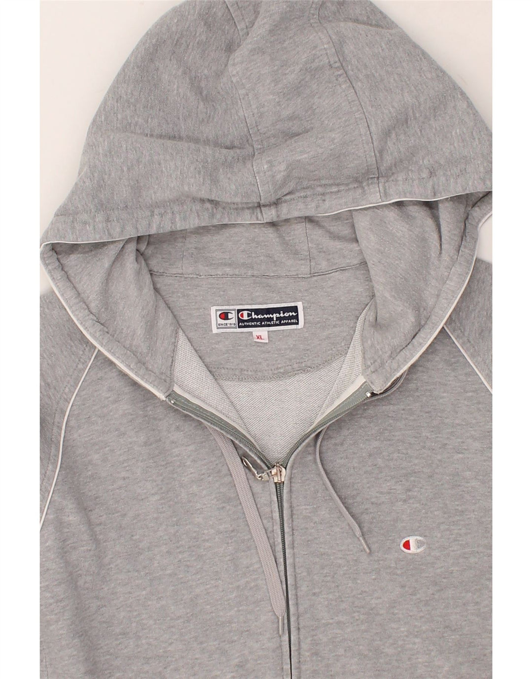 CHAMPION Mens Slim Zip Hoodie Sweater XL Grey Vintage Champion and Second-Hand Champion from Messina Hembry 