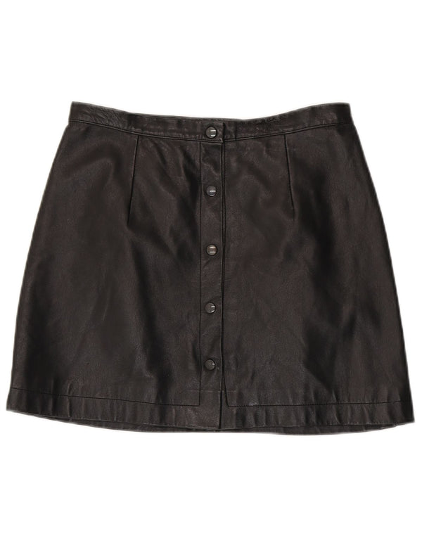 Vintage dame mini læder nederdel W30 Medium Sort