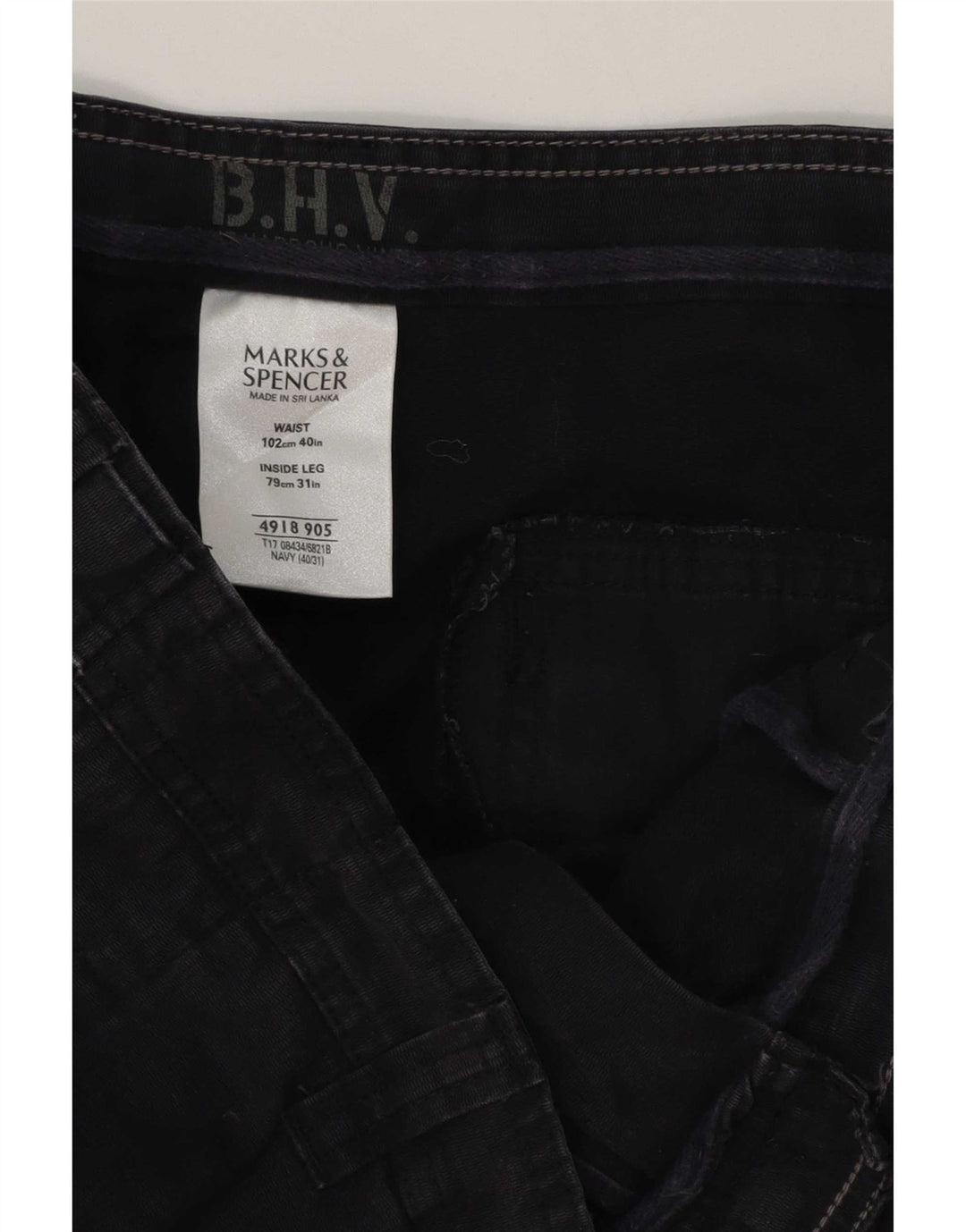 Marks & Spencer Straight Cargo-bukser til mænd W40 L31 Marineblå bomuld