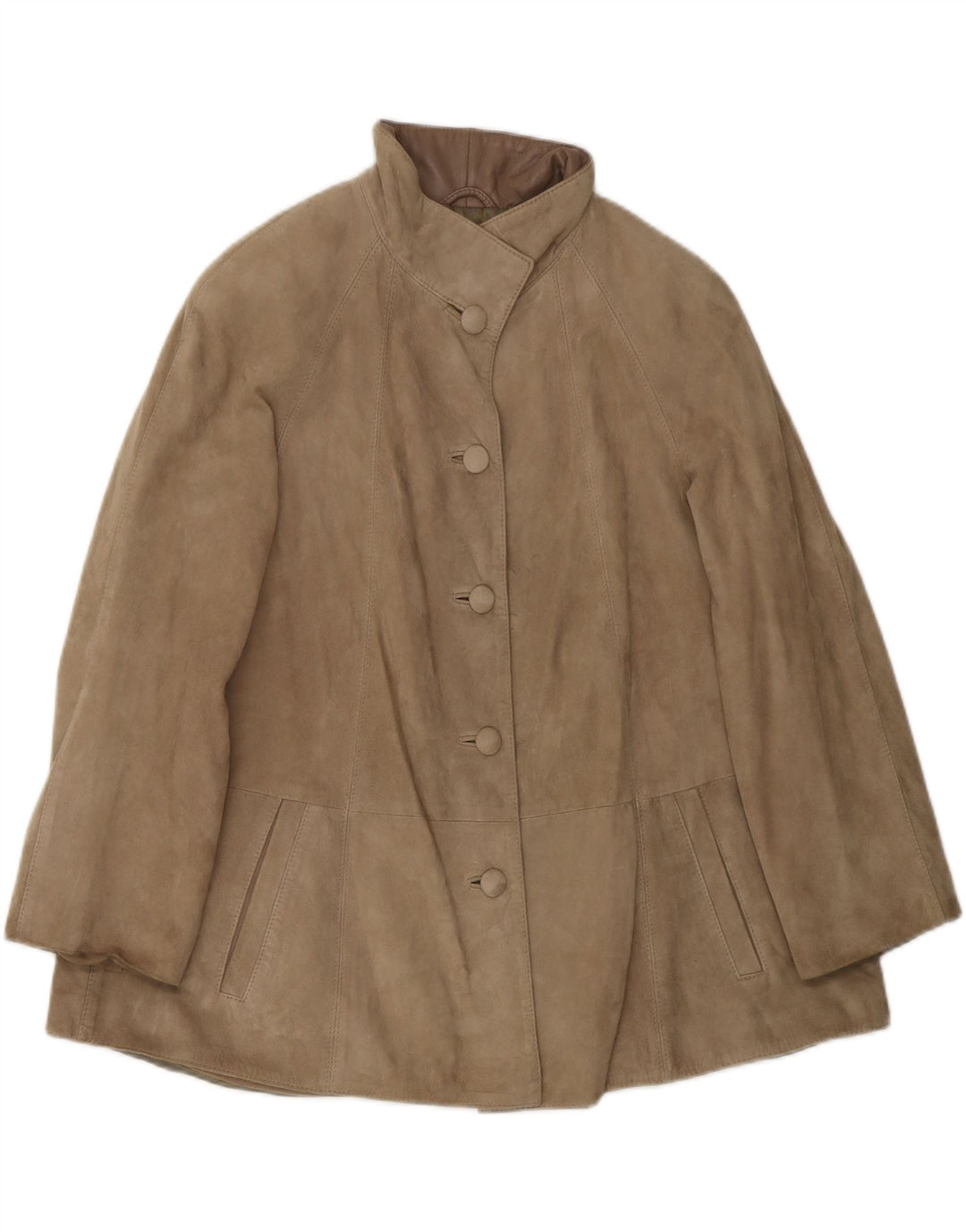 VINTAGE Dame ruskindsjakke UK 10 Small Beige Læder