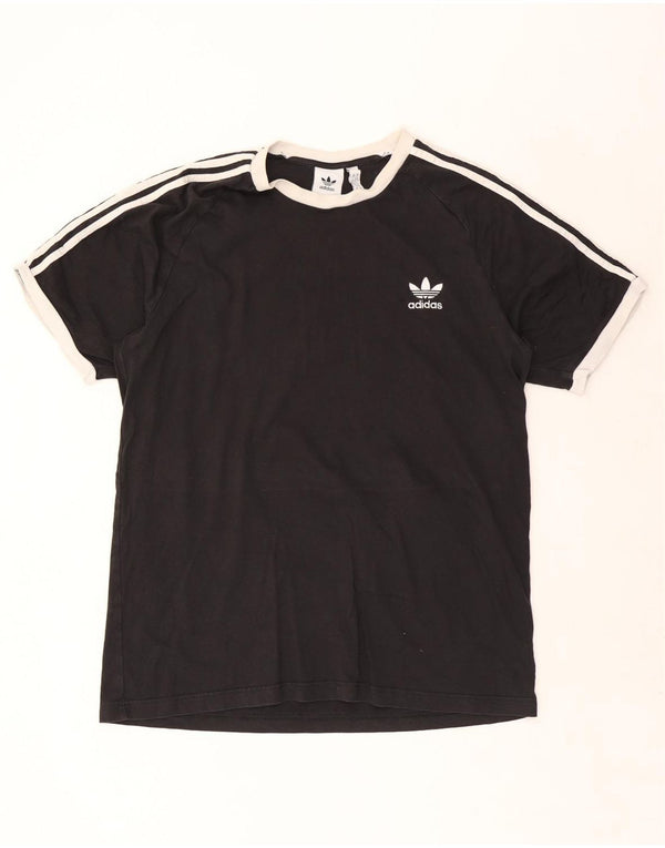 Adidas Herre T-Shirt Top XL Sort Colourblock Bomuld