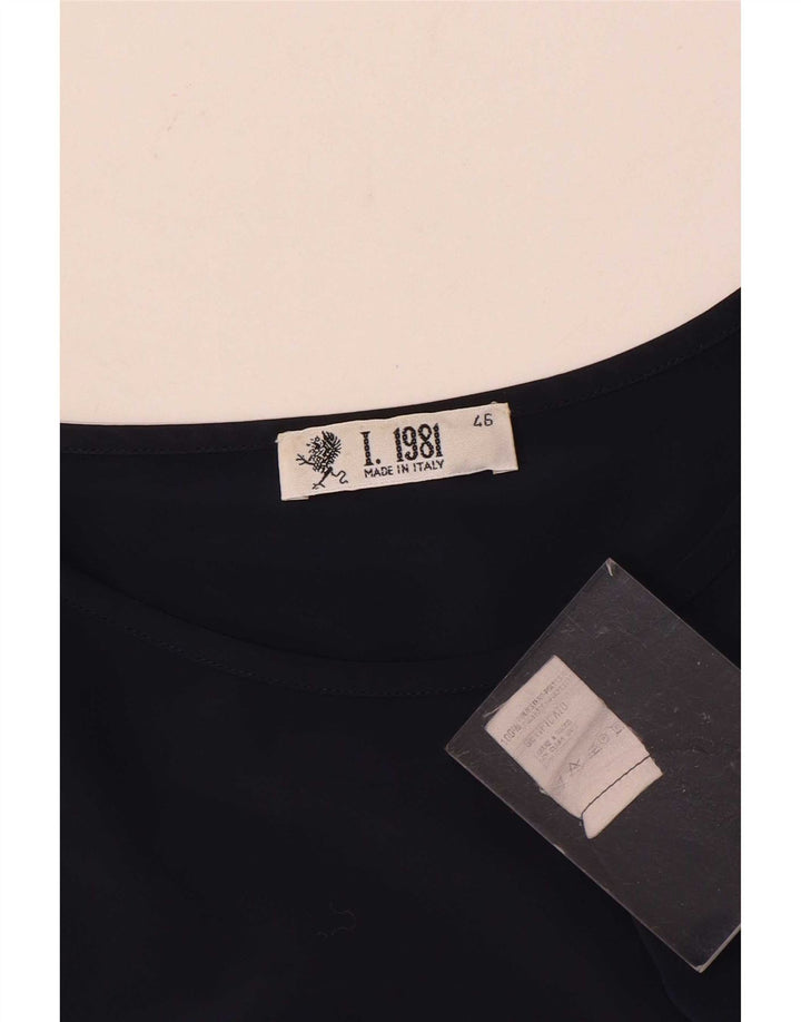 Marly's 1981 Dame bluse Top IT 46 Large Navy Blue Polyester