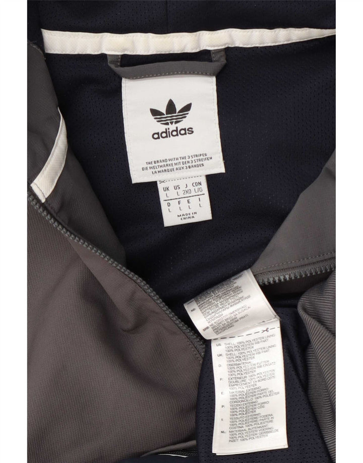 Adidas Herre Hætte Anorak træningsdragt Topjakke Stor Grå Colourblock