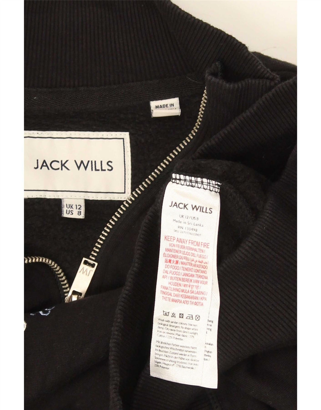 Jack Wills Dame Oversized Grafisk Sweatshirt Jumper UK 12 Medium Sort