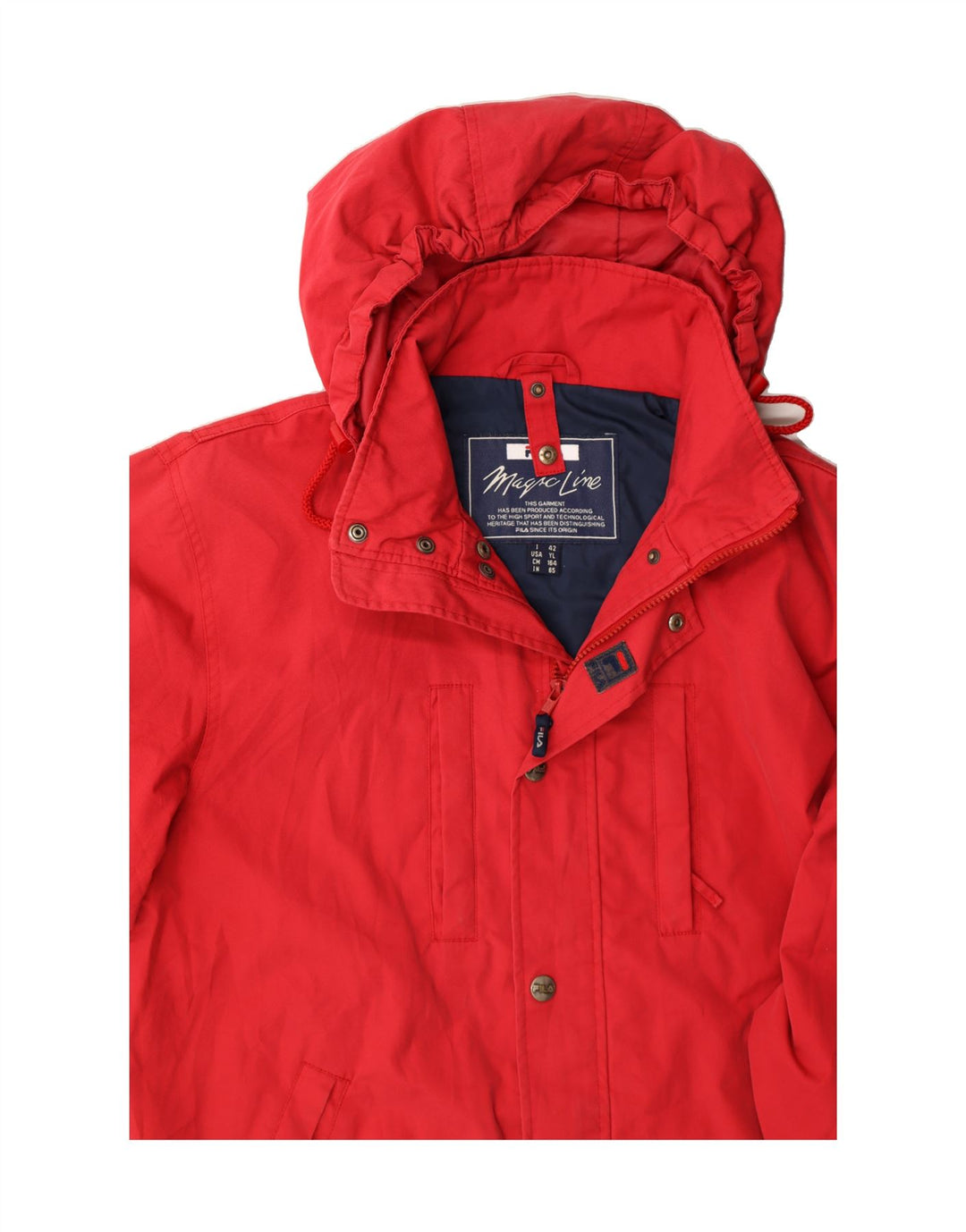 FILA Boys Loose Fit Hooded Rain Jacket 13-14 Years Large Red Polyester Vintage Fila and Second-Hand Fila from Messina Hembry 