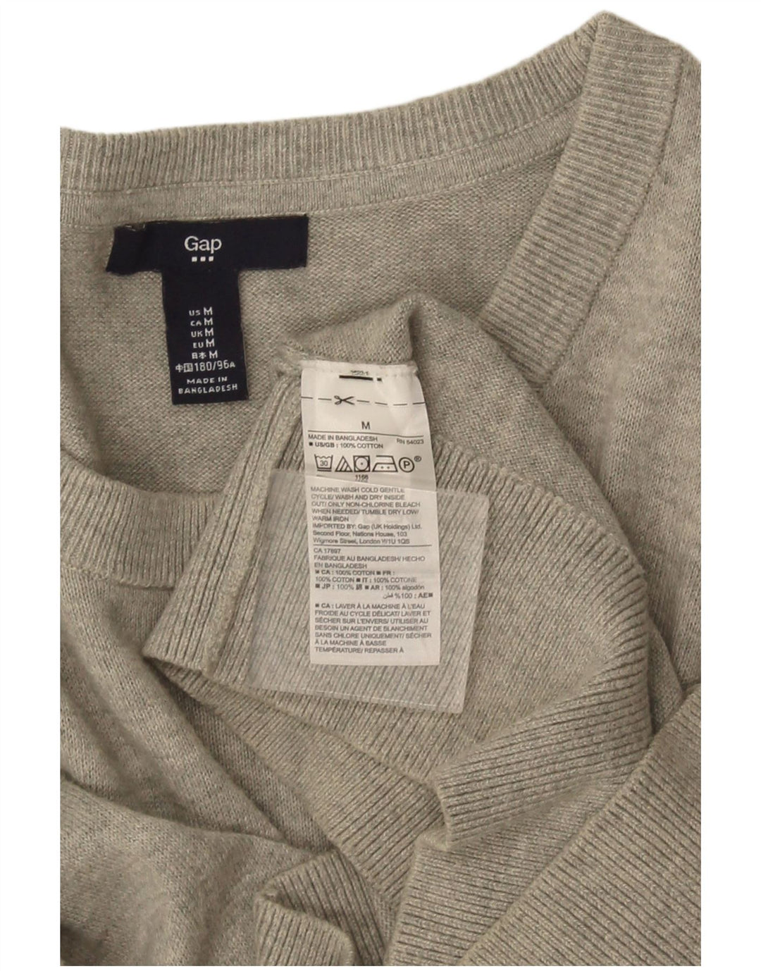 Gap Herre Boat Neck Jumper Sweater Medium Grey Flecked Bomuld