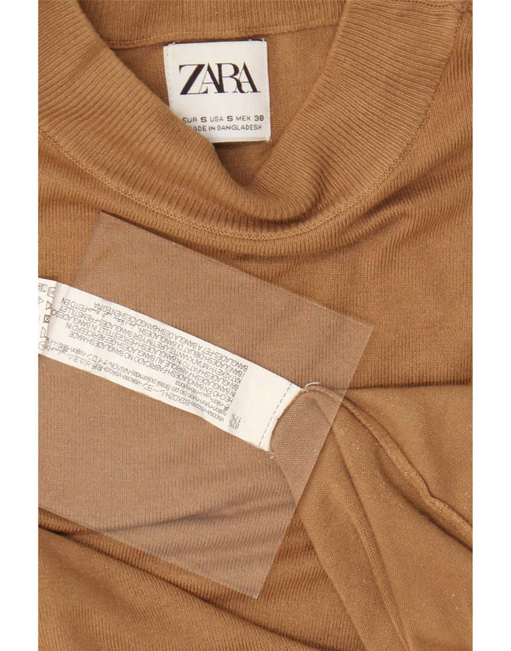 Zara Herre Turtle Neck Jumper Sweater Small Beige Viscose