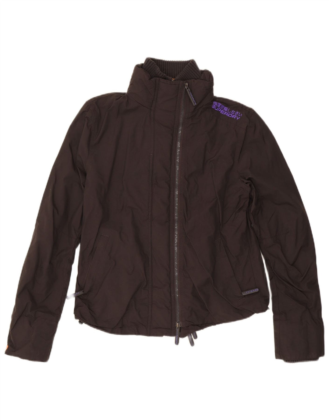 SUPERDRY vindjakke til kvinder UK 14 Stor sort nylon