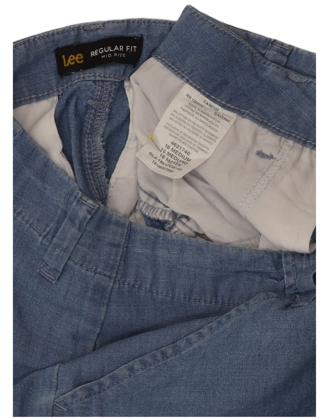 LEE Womens Regular Fit Mellemhøje Casual Shorts US 16 2XL W36 Blå Bomuld