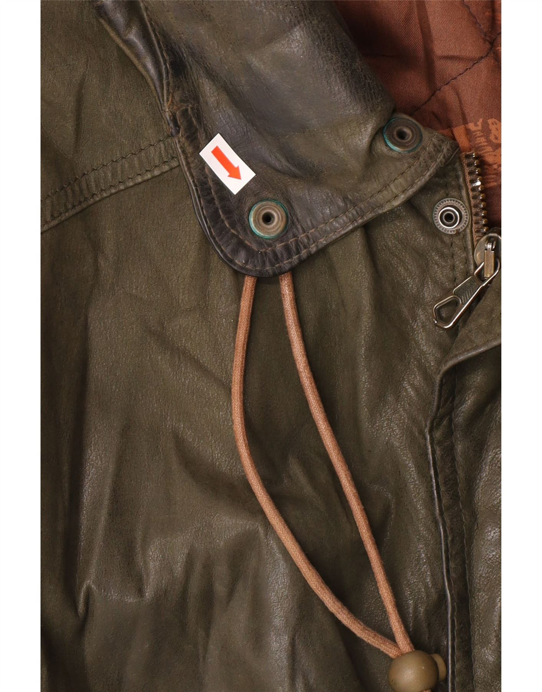 Vintage Herre Læderjakke IT 52 XL Khaki Læder