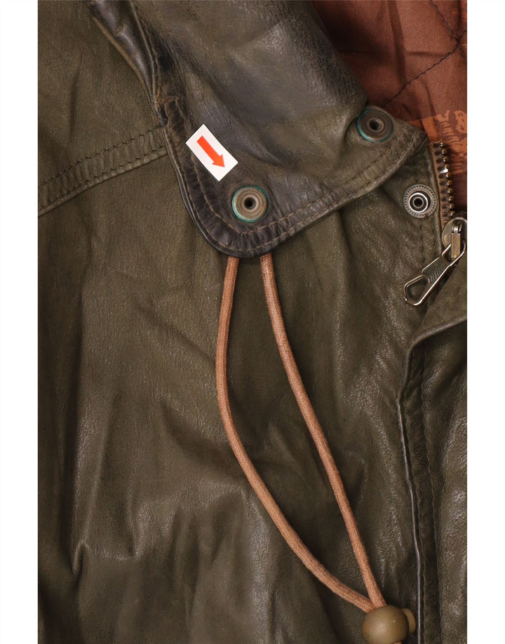 Vintage Herre Læderjakke IT 52 XL Khaki Læder