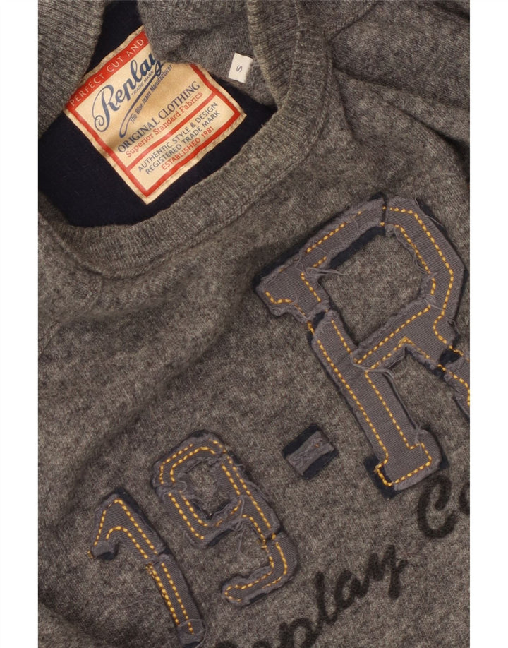 Replay Herre grafisk rund hals sweater lille grå stribet retro