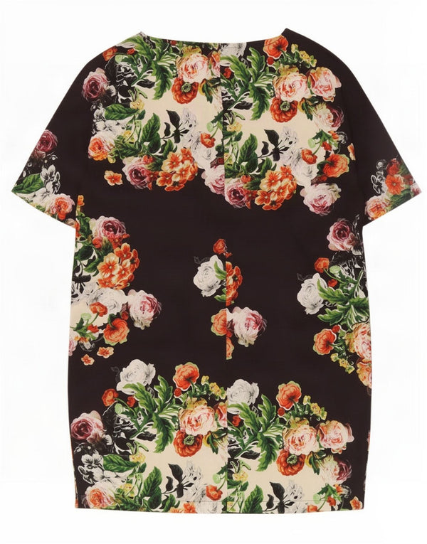 Topshop Womens Oversized Shift Dress UK 6 XS Black Floral Polyester