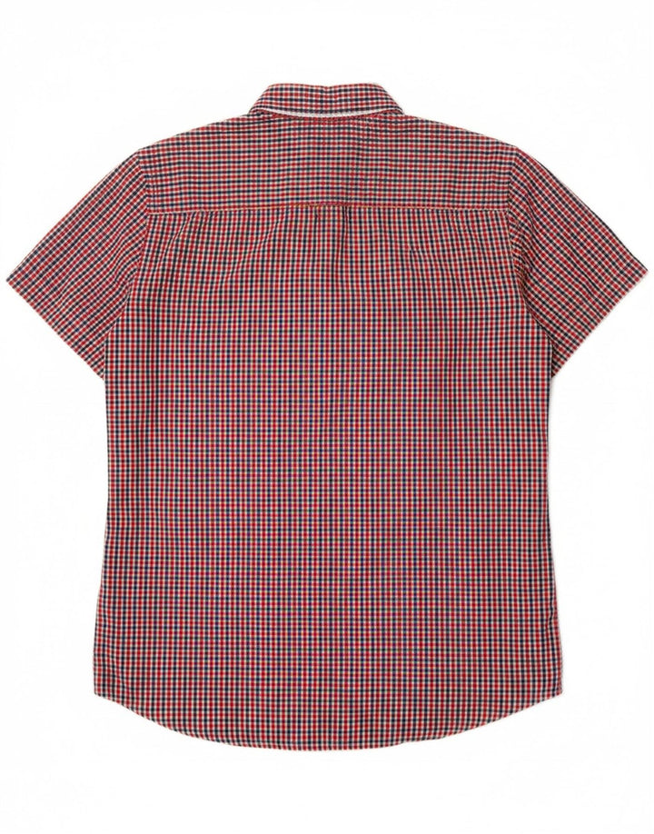 TOMMY HILFIGER Mens Short Sleeve Shirt Large Red Check Cotton