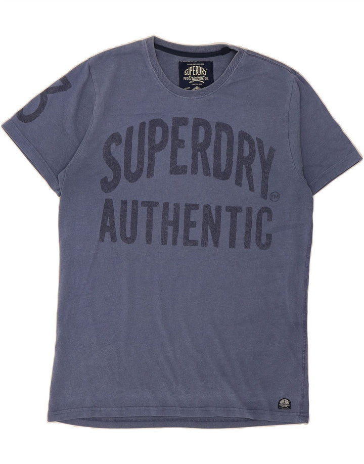 SUPERDRY Mens Graphic T-Shirt Top Medium Navy Blue Vintage Superdry and Second-Hand Superdry from Messina Hembry 