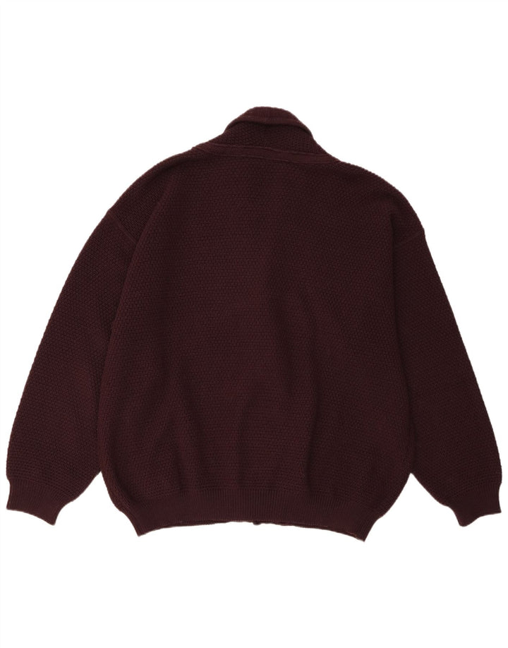 Louis Estere Herre dobbeltradet cardigan sweater IT 52 Stor rødbrun uld