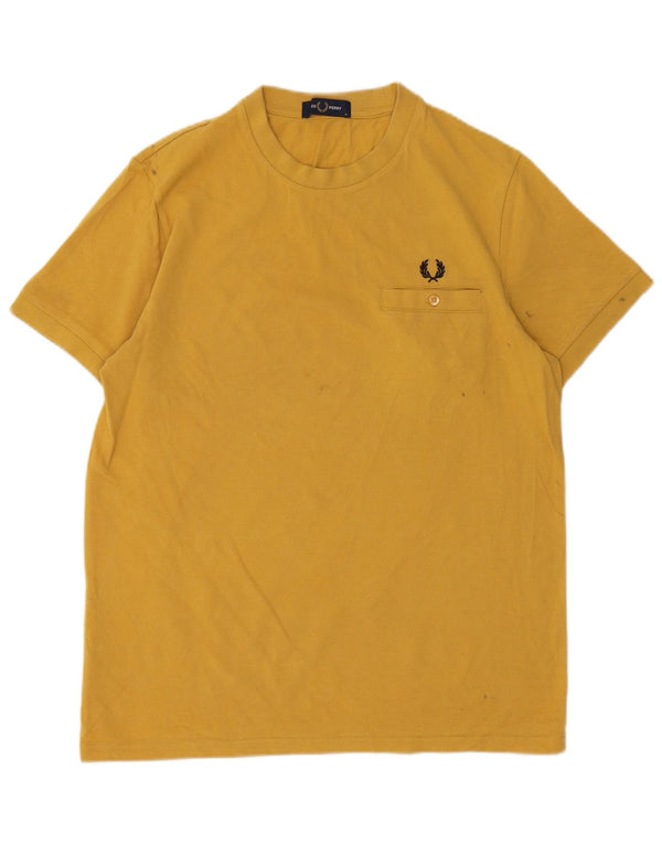 Fred Perry Herre T-Shirt Top Medium Gul Bomuld