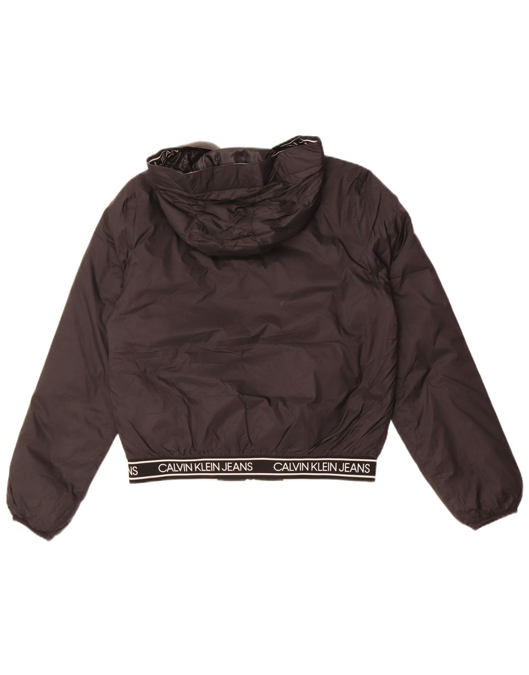 Calvin Klein Jeans Dame Grafisk Hooded Bomber Jacket UK 10 Small Black