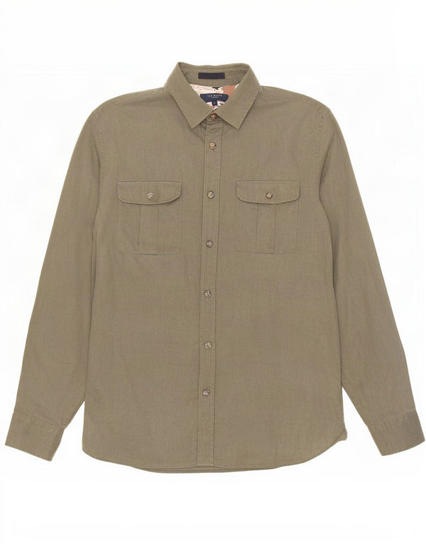 Ted Baker Herreskjorte str. 3 Medium Khaki Bomuld
