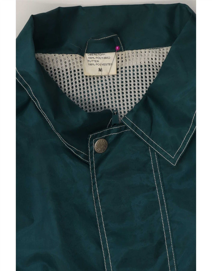 Vintage Herre Grafisk Loose Fit Regnjakke UK 38 Medium Grøn Polyamid
