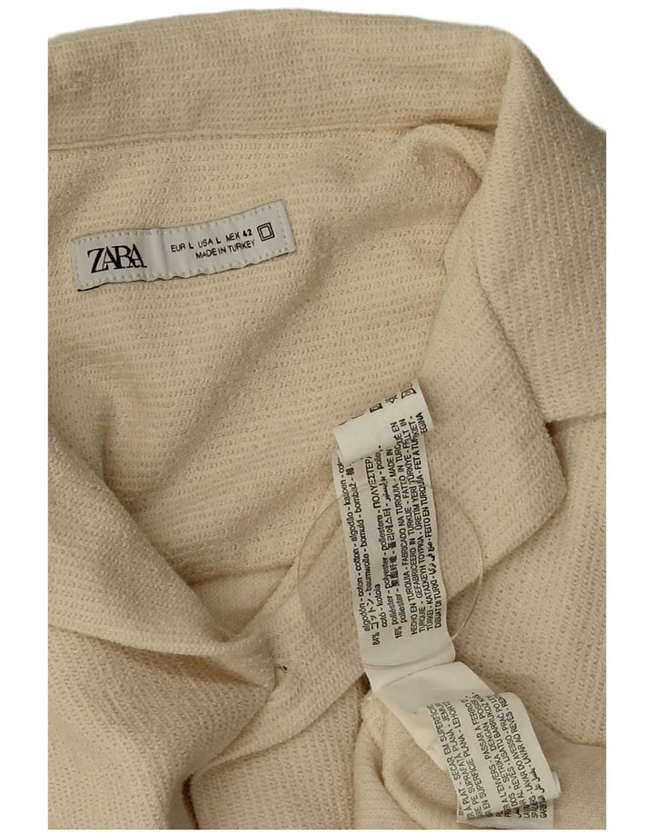 Zara Kortærmet Herreskjorte Stor Off White Bomuld
