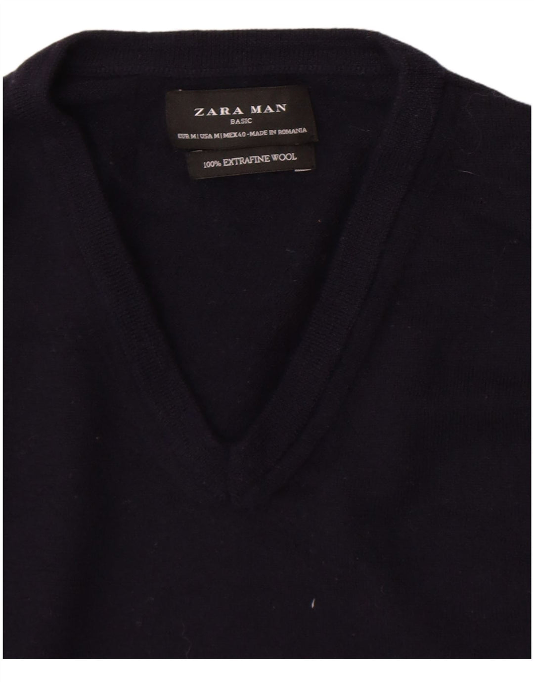 Zara Herre V-hals sweater Medium Marineblå Uld