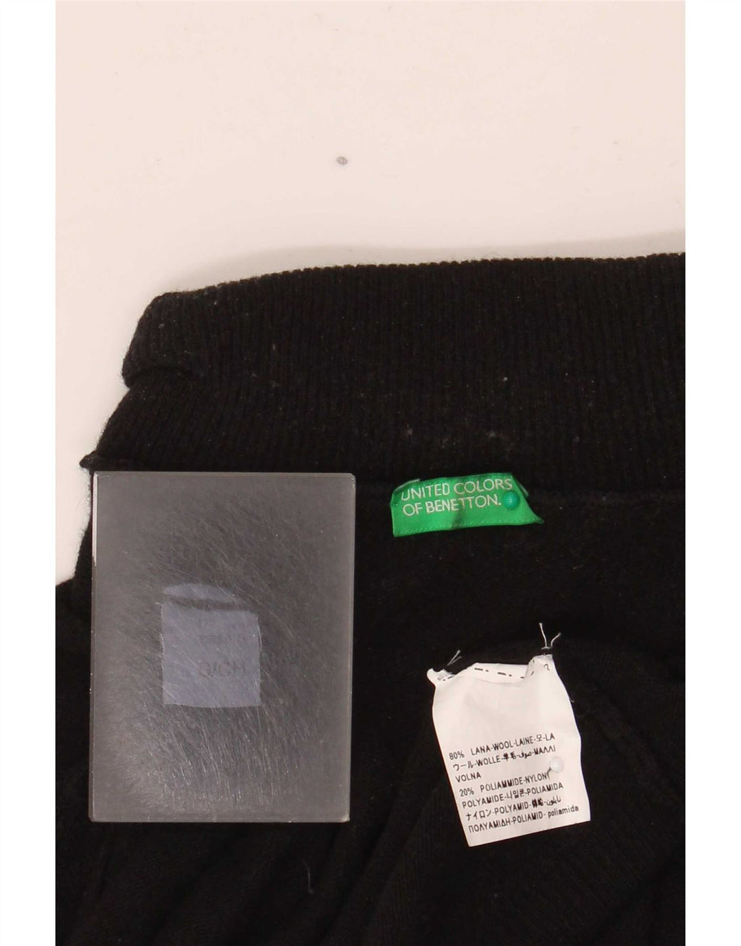 Benetton Dame Rullehals Sweater UK 10 Lille sort uld