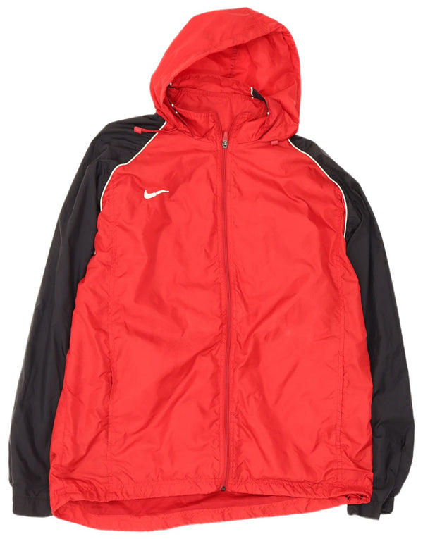 Nike Regnjakke med hætte til mænd UK 42/44 Stor Rød Colourblock Nylon