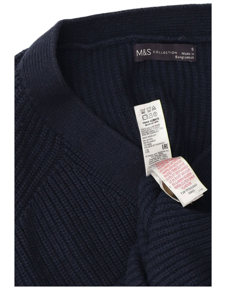 Marks & Spencer Dame Cardigan Sweater UK 10 Small Navy Blue Cotton