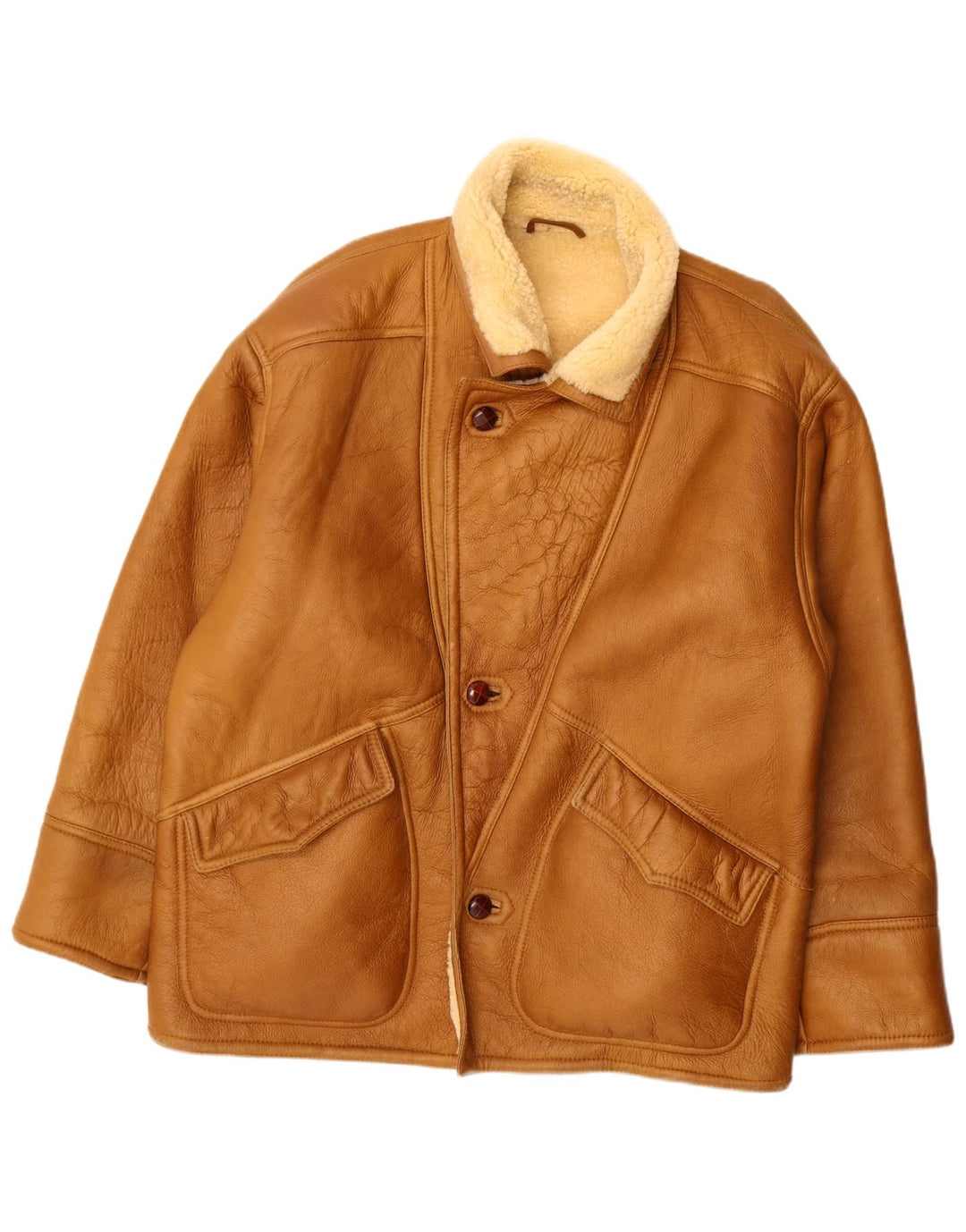 Vintage Herre Shearling Jacket UK 36 Small Beige