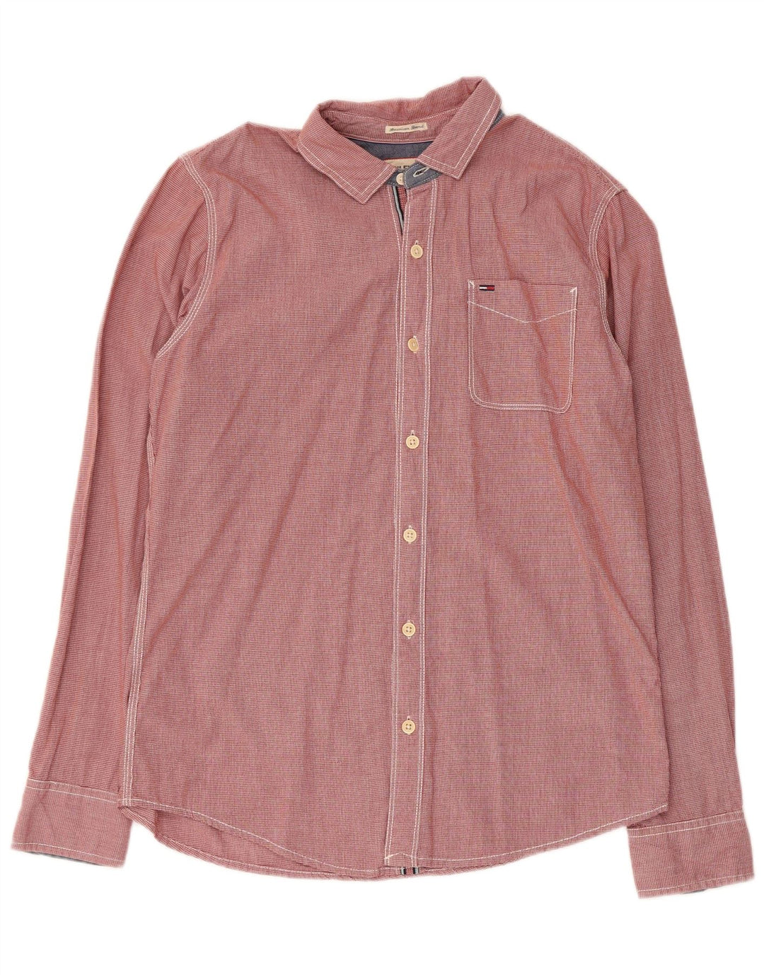 Tommy Hilfiger Herreskjorte Medium Rød Houndstooth Bomuld