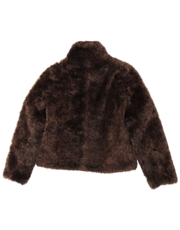 Vintage dame imiteret pelsjakke UK 6 XS brun akryl