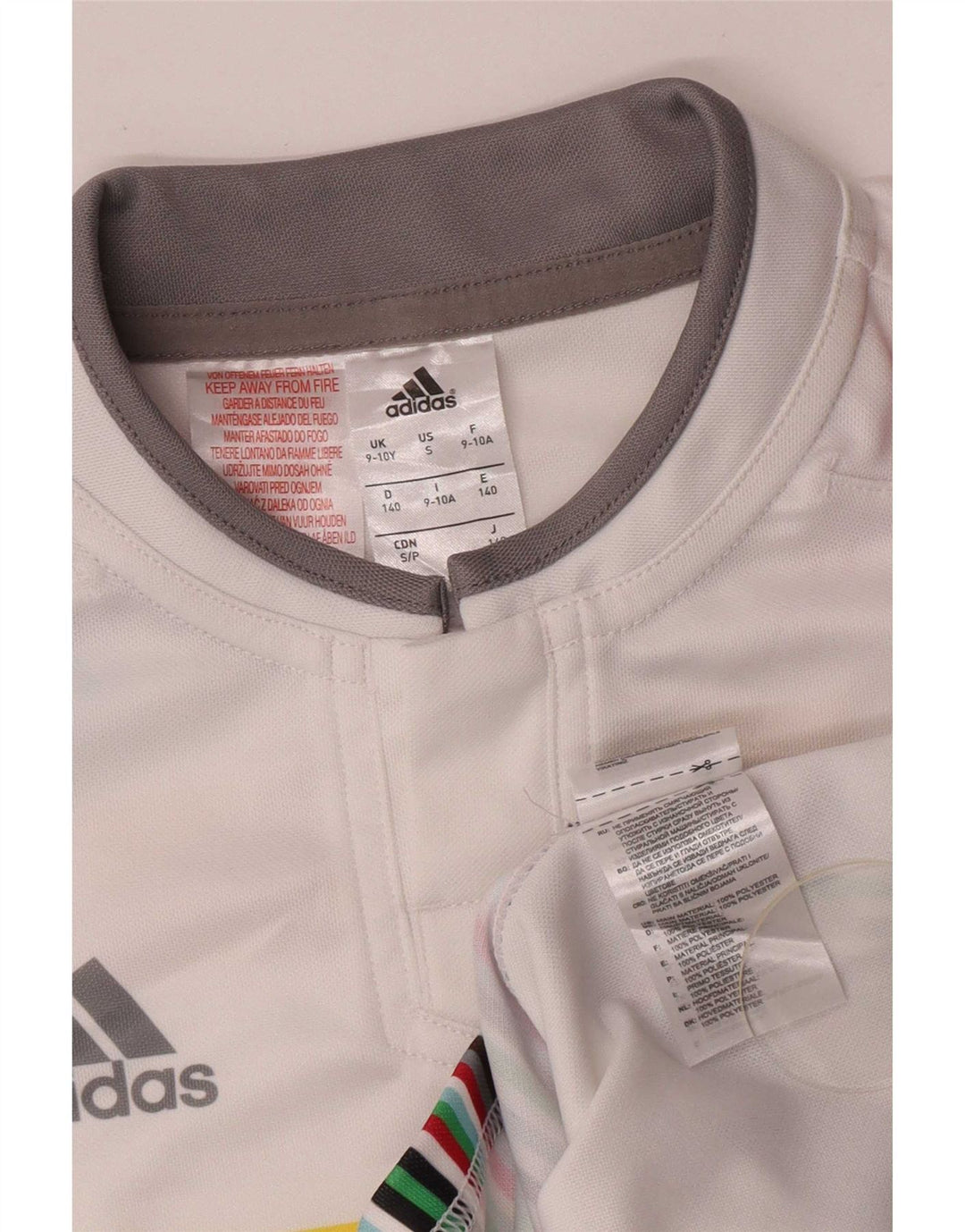 Adidas drenge grafisk t-shirt top 9-10 år hvid polyester