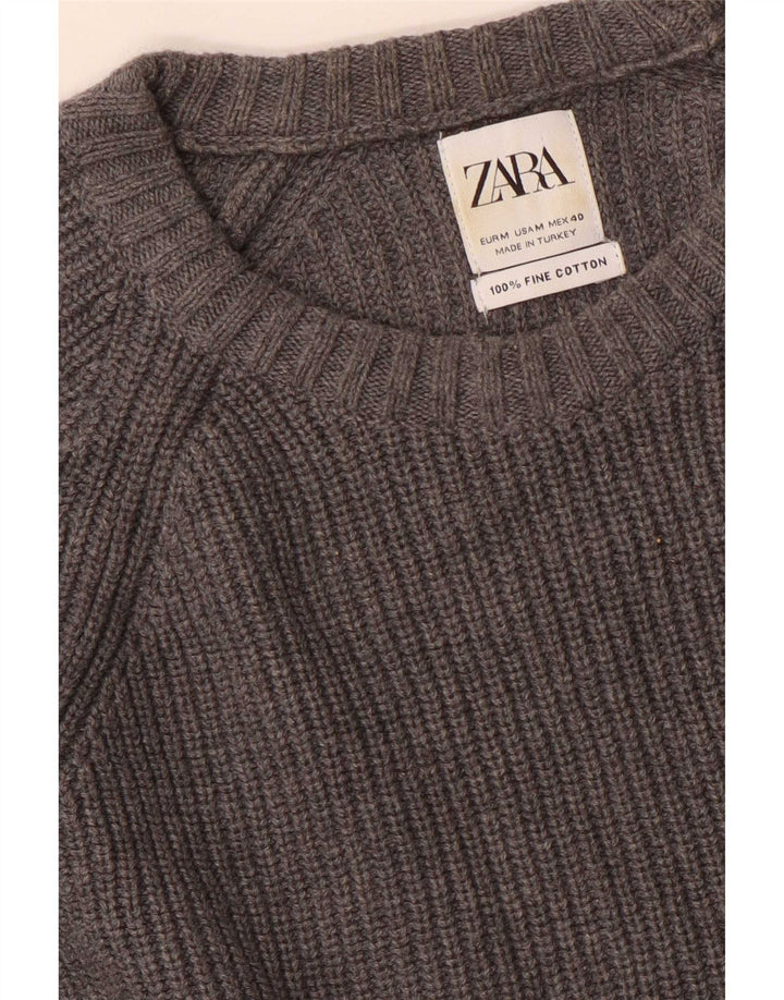Zara Herre sweater med rund hals, mellemgrå bomuld
