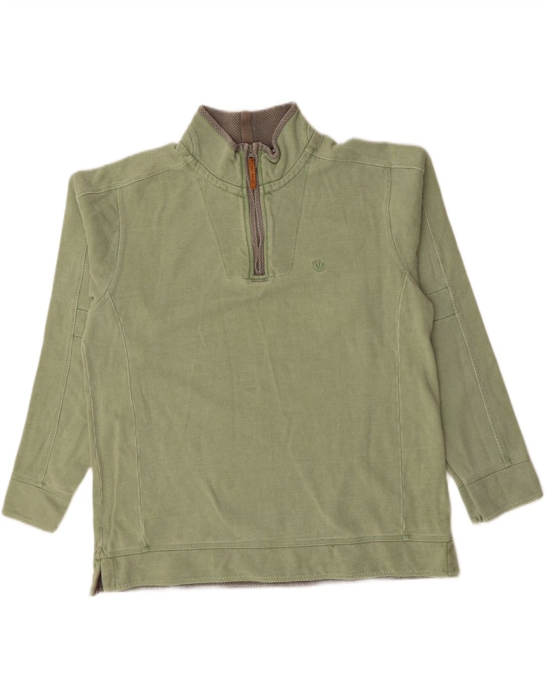 Fat Face Herre Zip Neck Sweatshirt Jumper Stor Khaki Bomuld