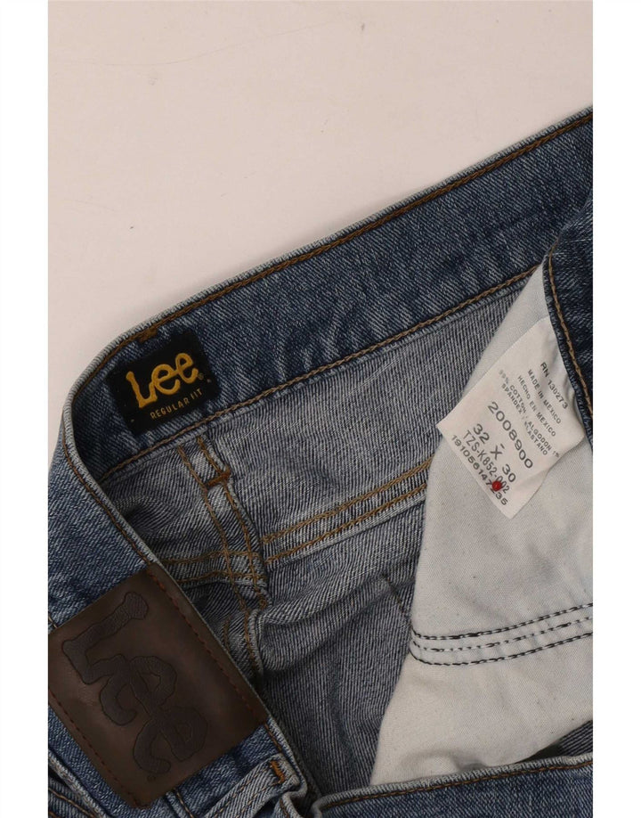 Lee Mens Distressed Regular Fit Straight Jeans W32 L30 Blue Cotton